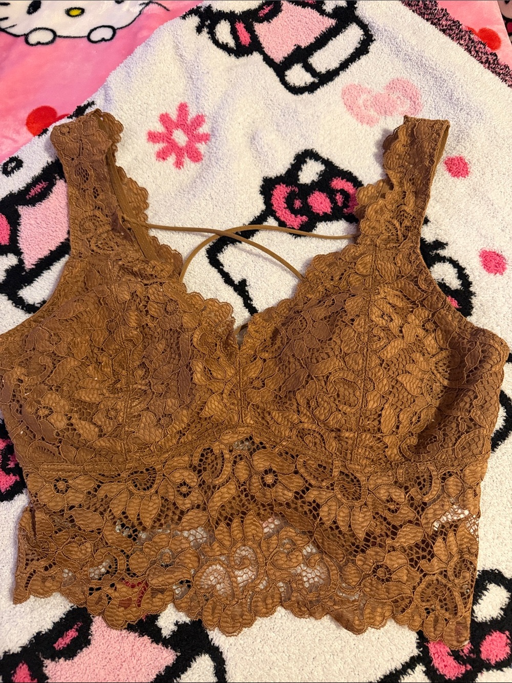Lace Bralette Cami in Warm Brown
